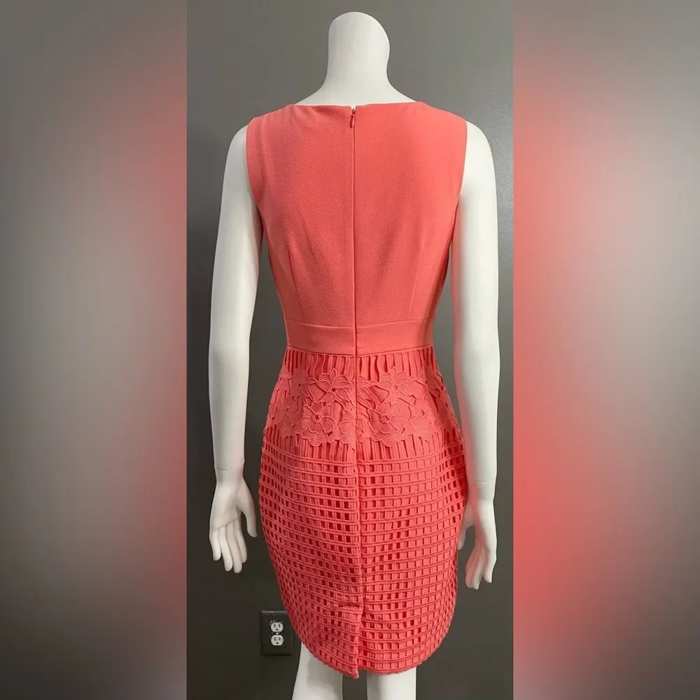 NWT ANTONIO MELANI Coral Textured Midi Sheath Dress Size 2 - Picture 6 of 12